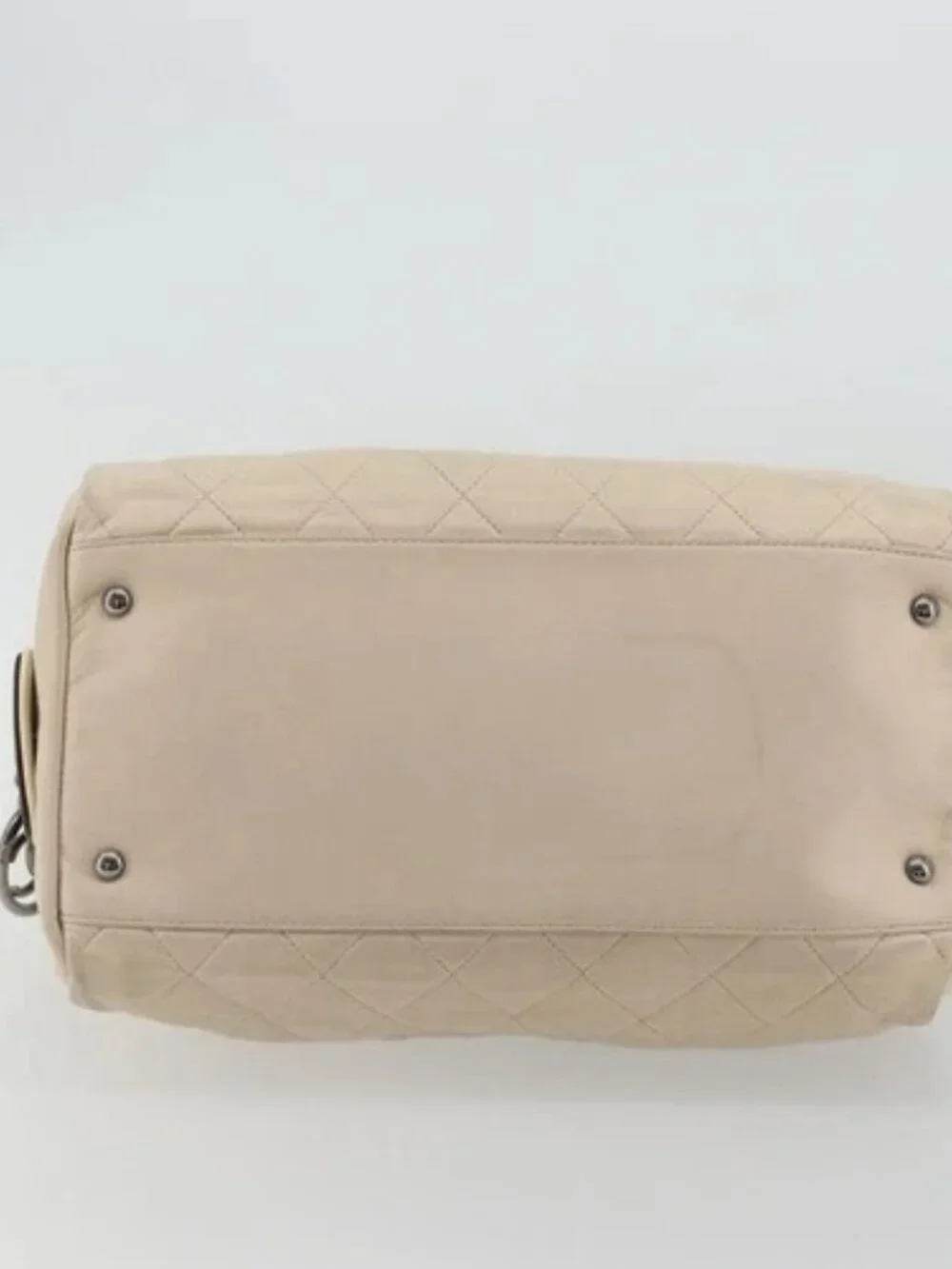 CHANEL Matelasse Boston Bag Lamb Skin Ivory Silver CC Auth YKZ1338A